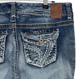 Ariya Y2K Flap Pocket Boot Cut Jeans Womens 31/31 Medium Wash Denim Fading VGUC